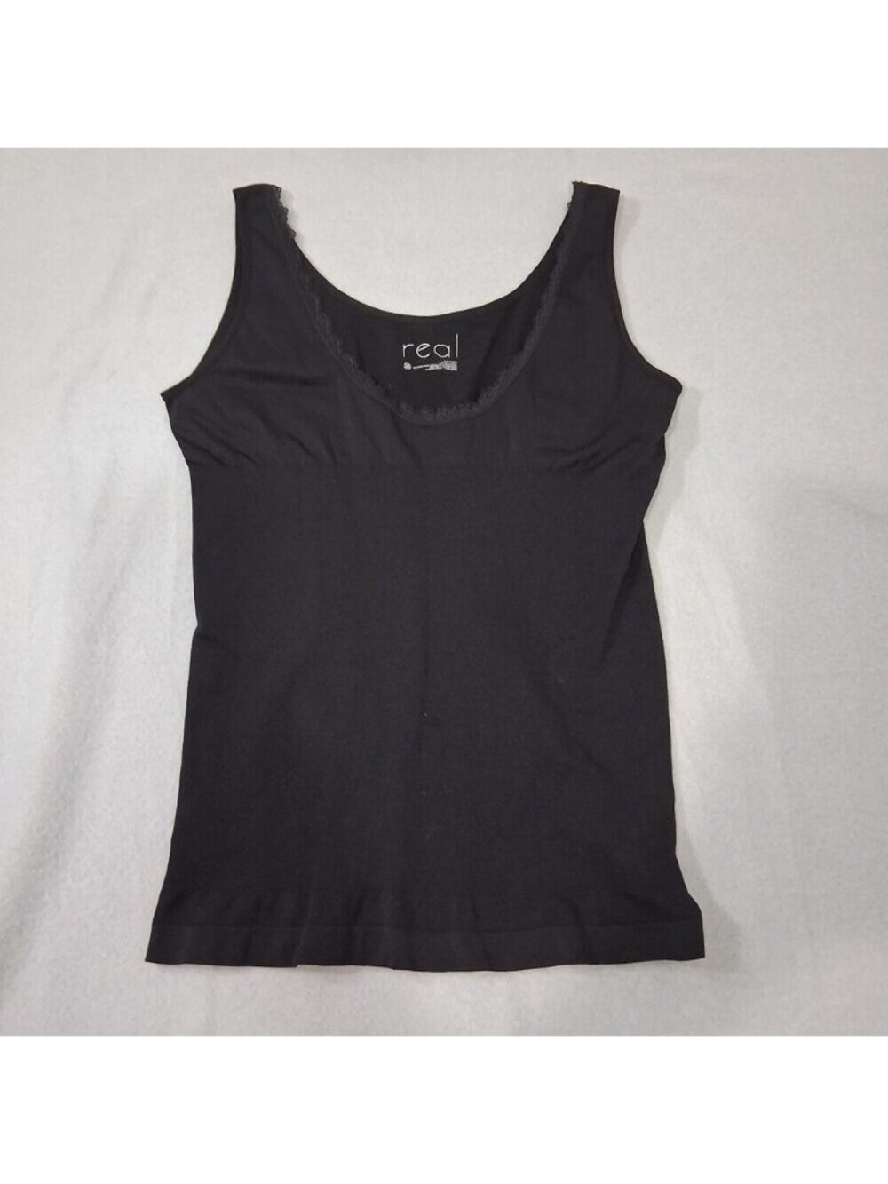 Real Comfort Womens Shapewear Tank Top Size 3X Scoop Neck Sleeveless Black Lace
